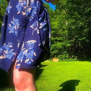 Express Womans Medium M Buisness Casual Work Going Out Blue Florak Summer Dress